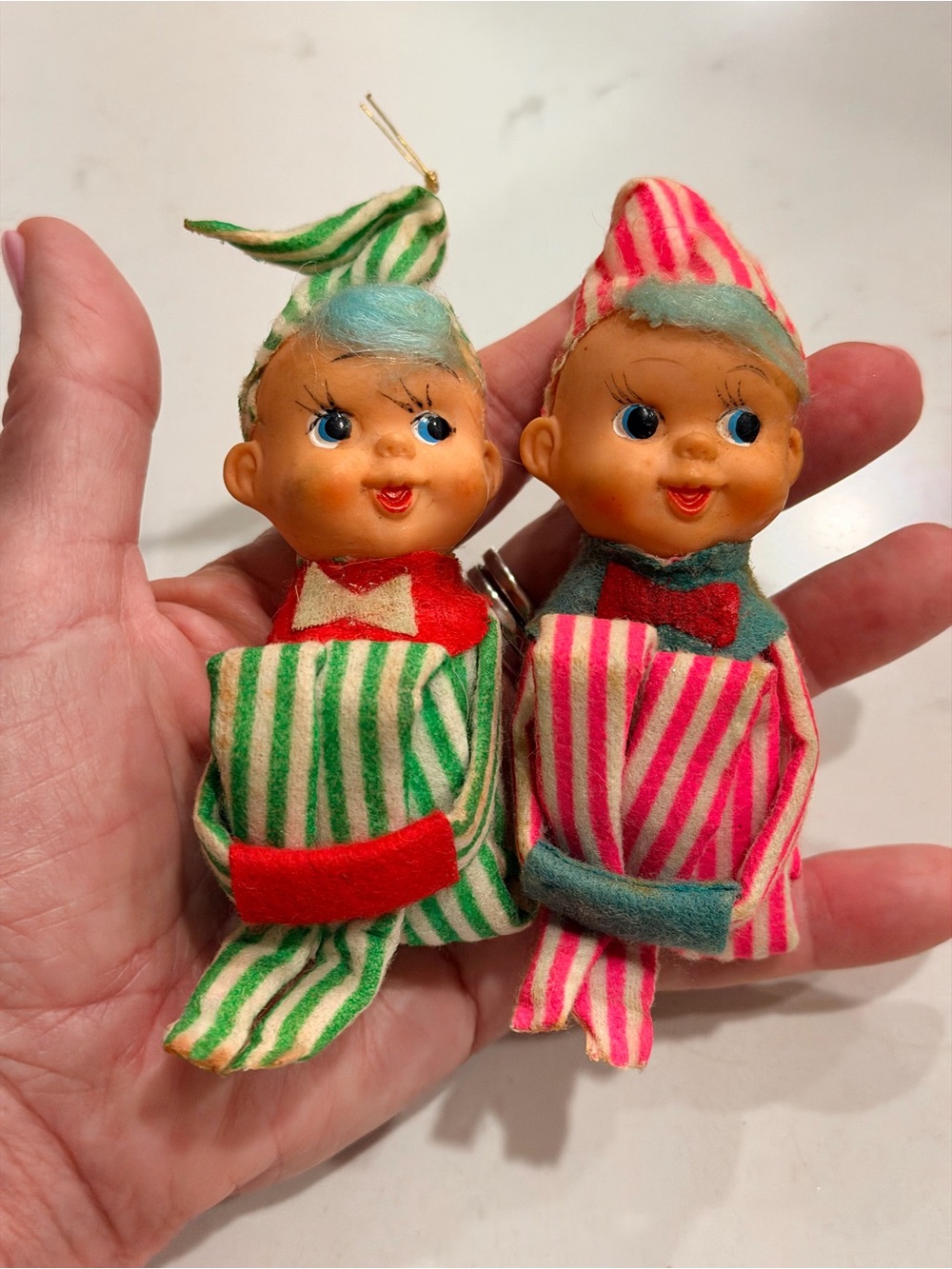 HTF Vintage Stripe Elf Knee Huggers - Pink & Green